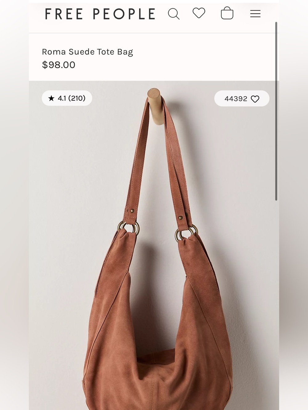 Suede Shoulder Hobo Bag - Tan